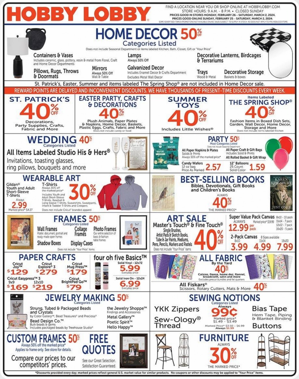 Hobby Lobby Weekly Ad March 17 to March 23, 2024