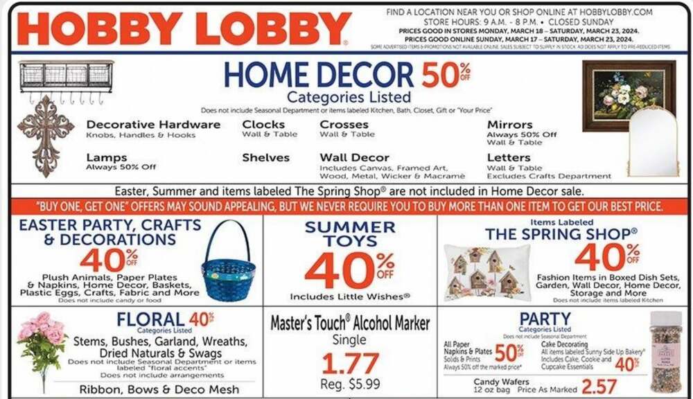 Hobby Lobby Weekly Ad April 7 To April 13 2024   Hoby Lobby Ad 1 