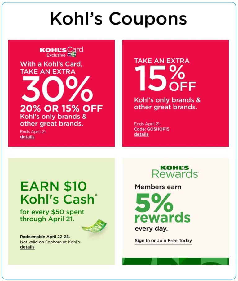 Kohl's Weekly Ad April 17 to April 23 2024